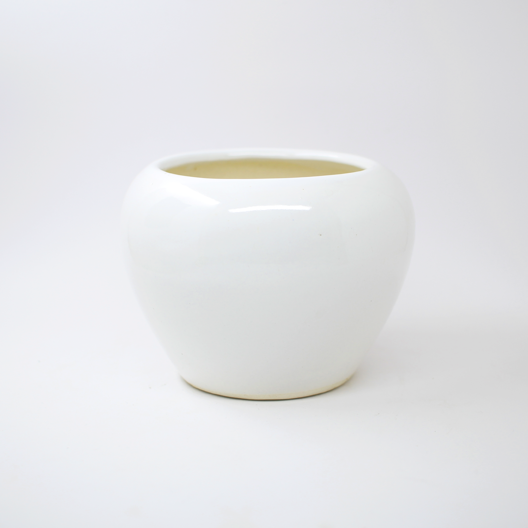 White Apple Cut Ceramic Planter