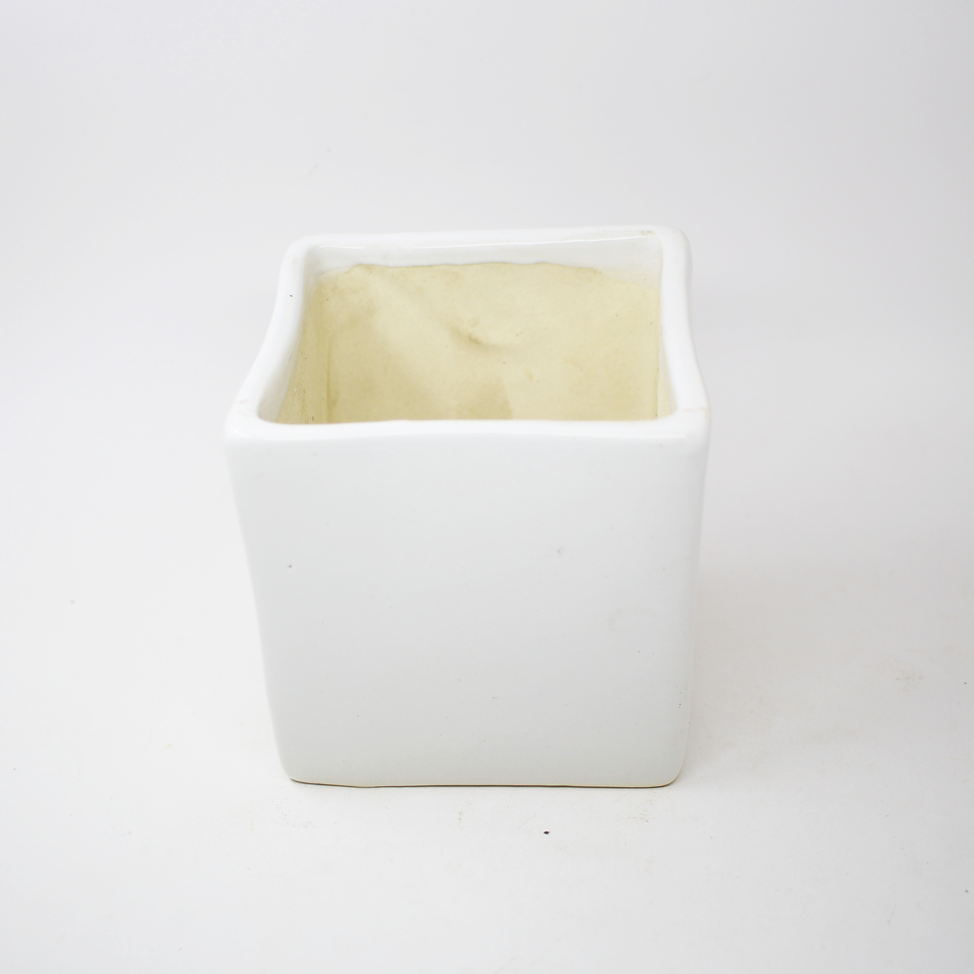 3 (4) White Square Medium Ceramic Planter