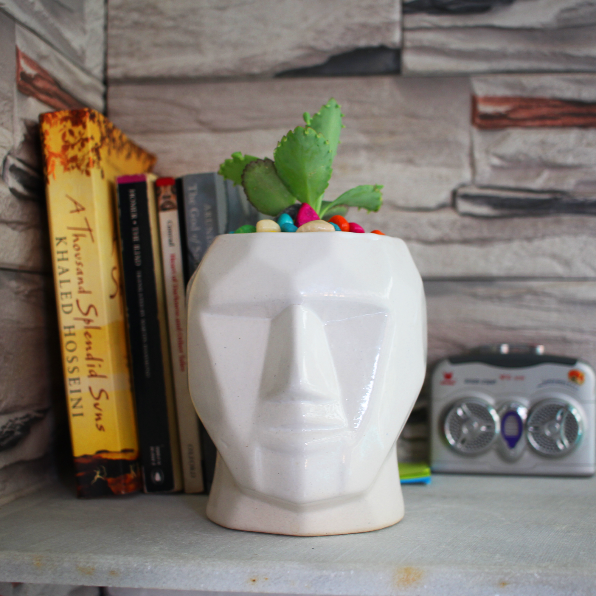7 (10) Modern Man Face Ceramic Planter