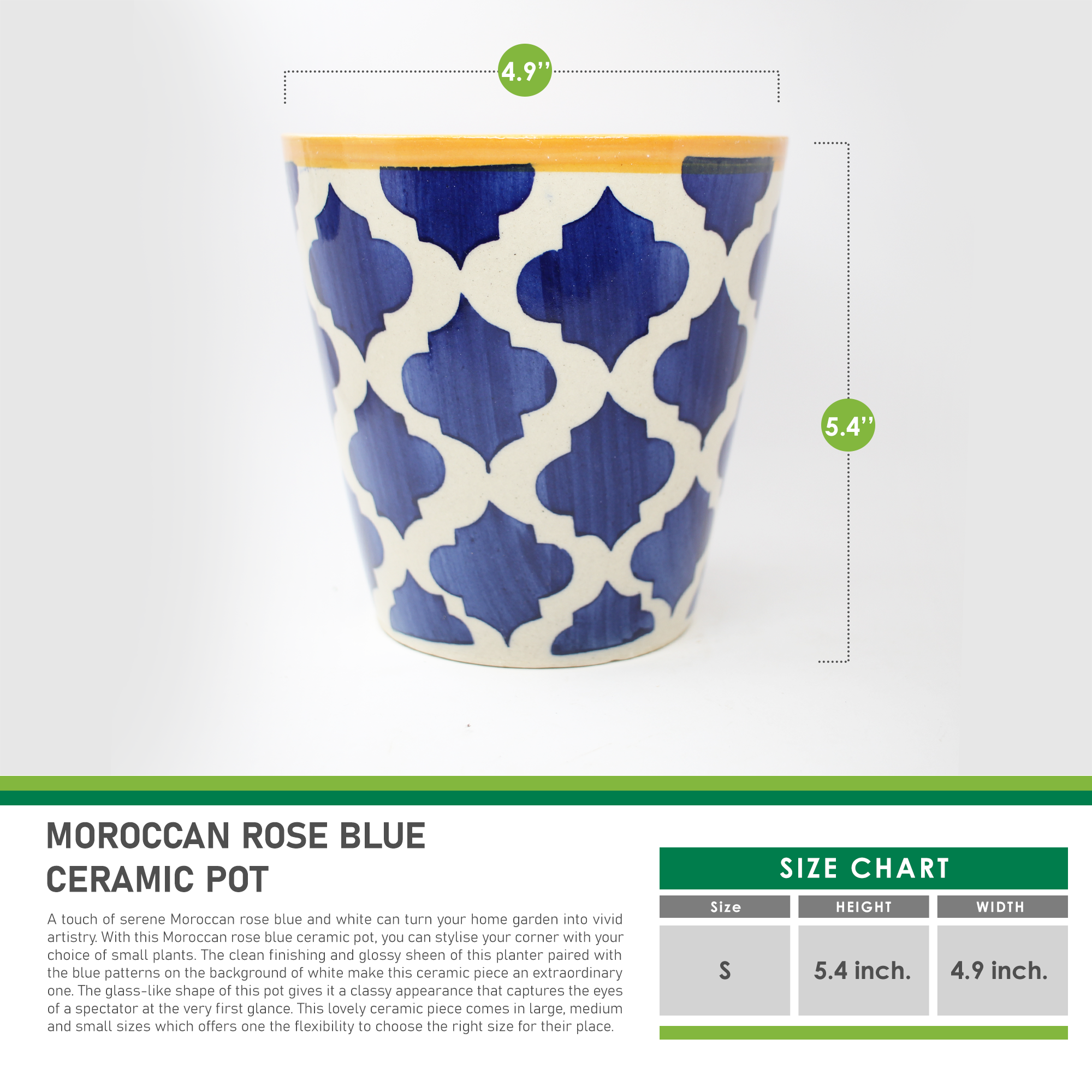 7 Moroccan Rose Ceramic Pot