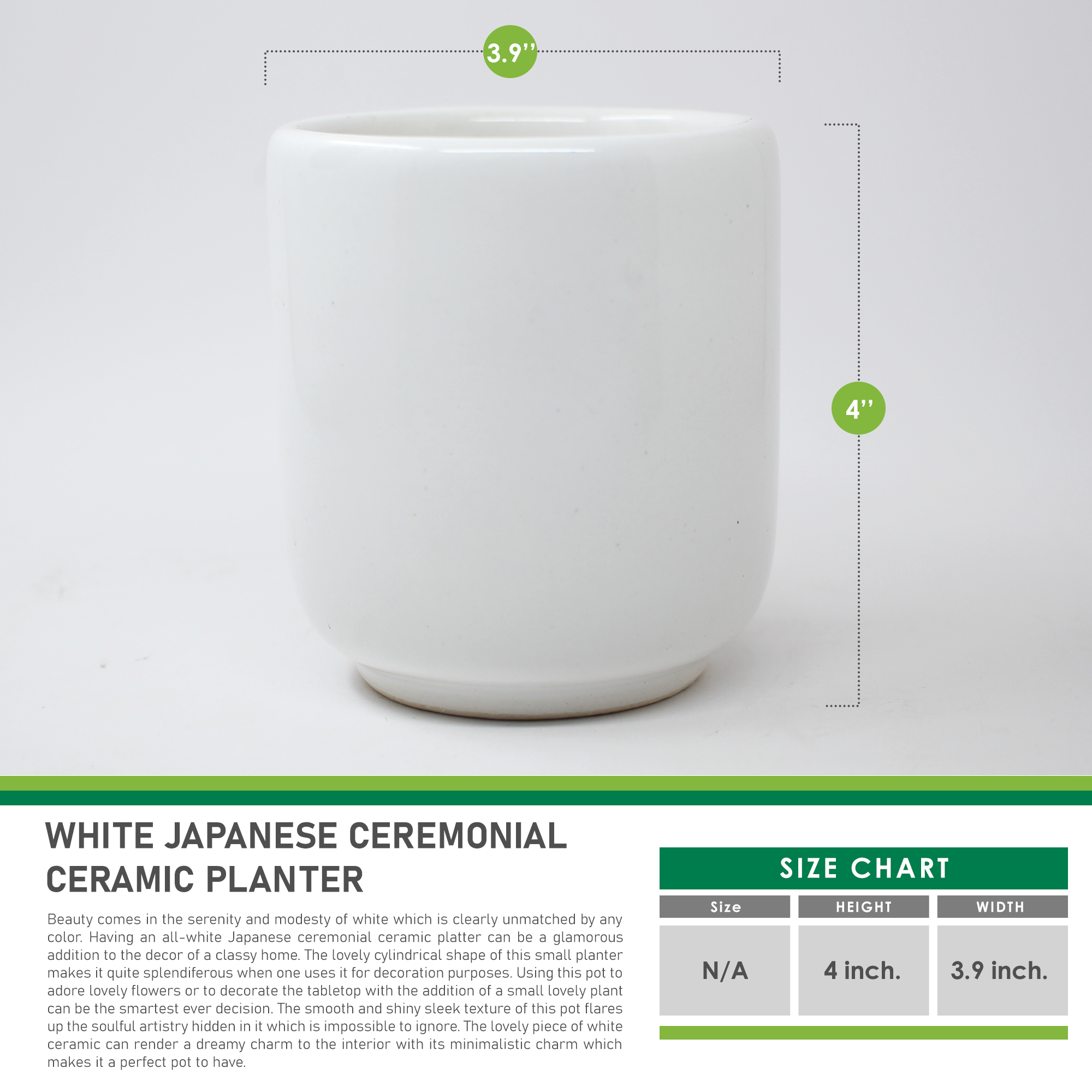 White Japanese Ceremonial Ceramic Planter